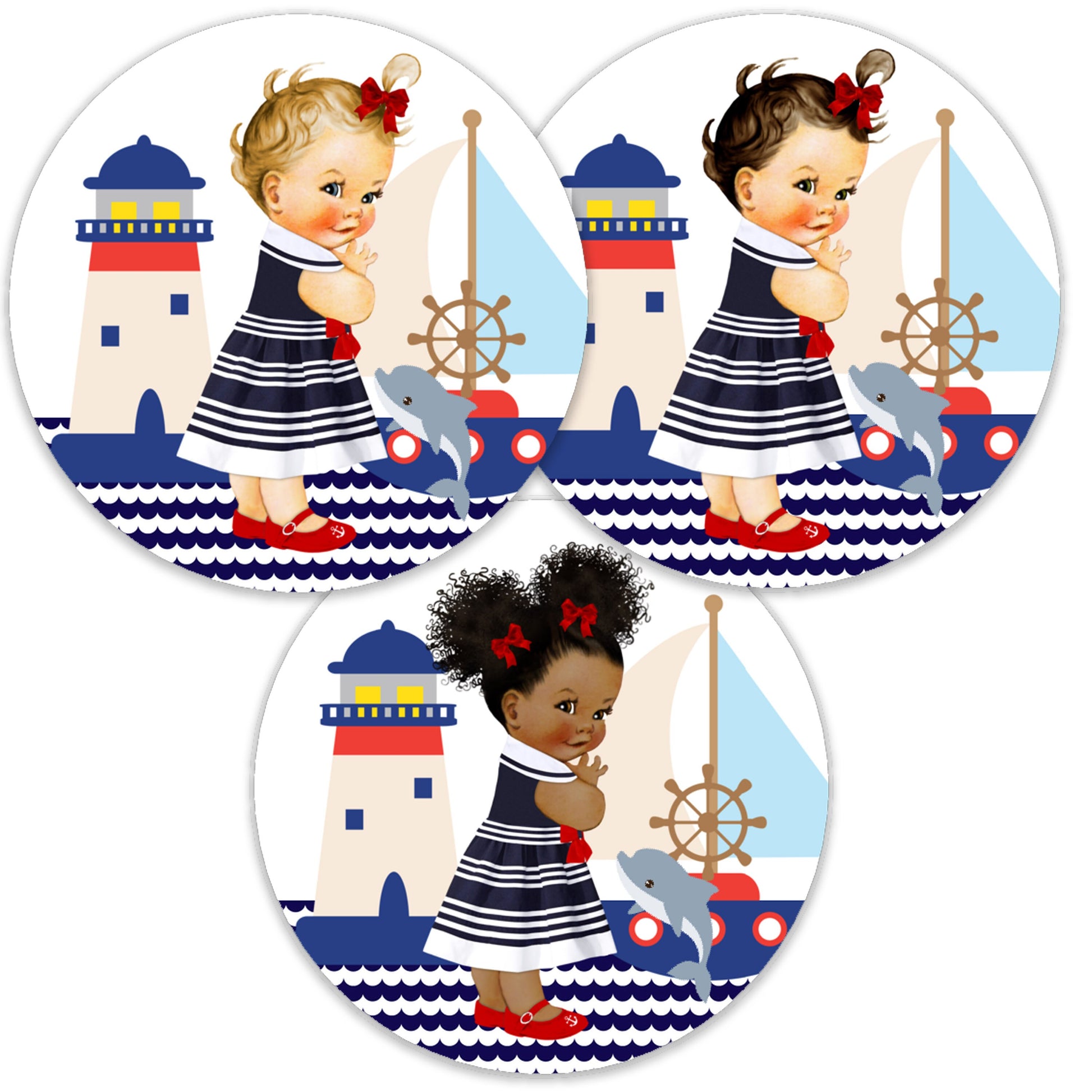 Nautical Girl Baby Shower Centerpiece Cutouts Favor Labels Birthday Decoration Table Wall Decor