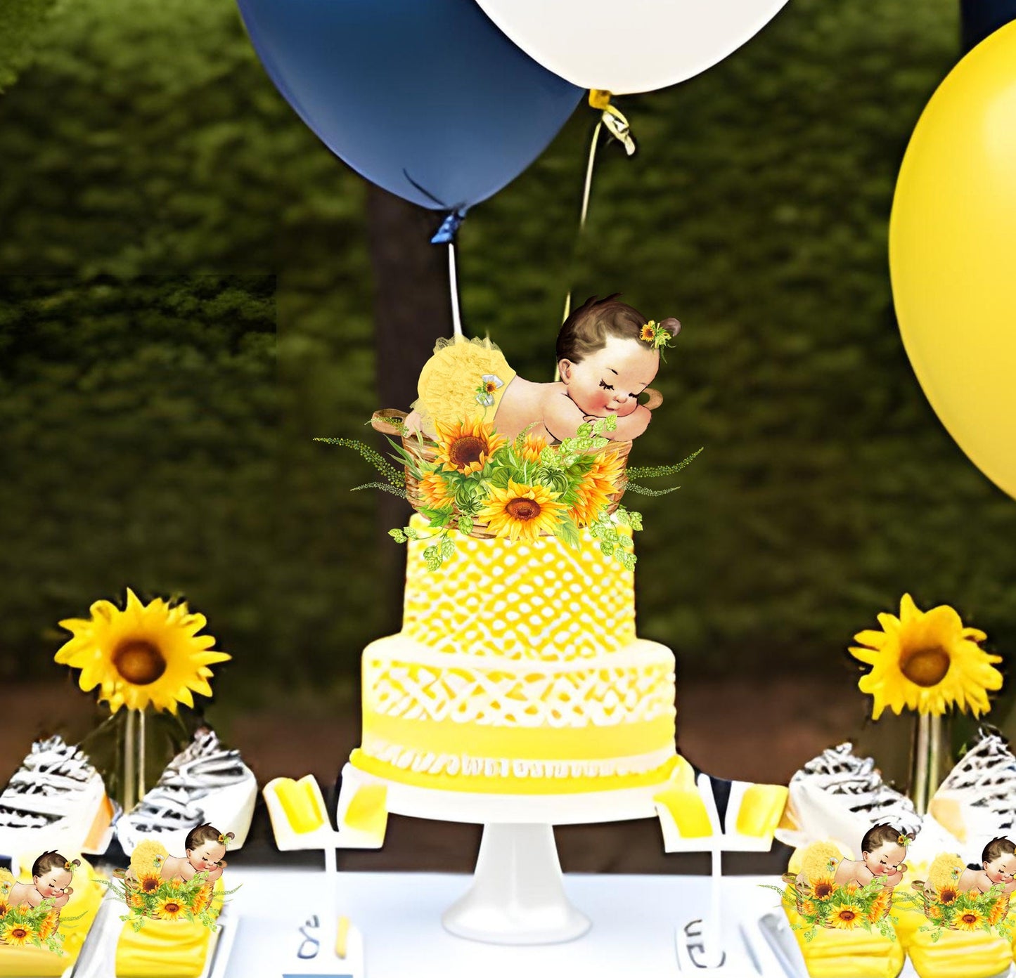 sunflower baby centerpiece for cake decoration
