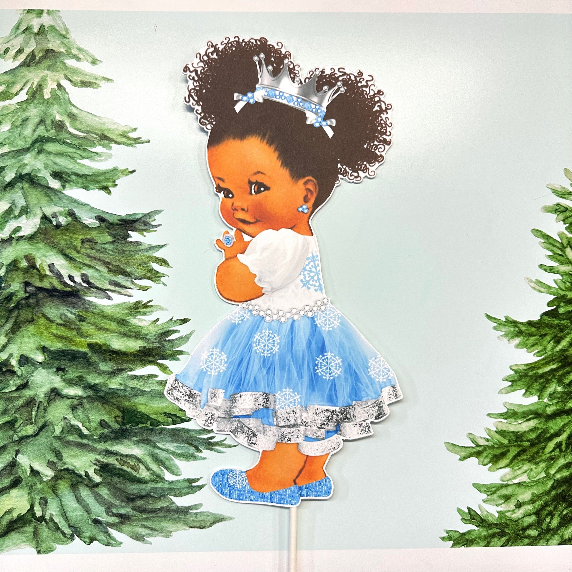 Ice Theme Princess It's Cold Baby Centerpieces Shower Christmas Birthday Party Decoration Baby Girl Table Decor Blue Dress Silver Crown
