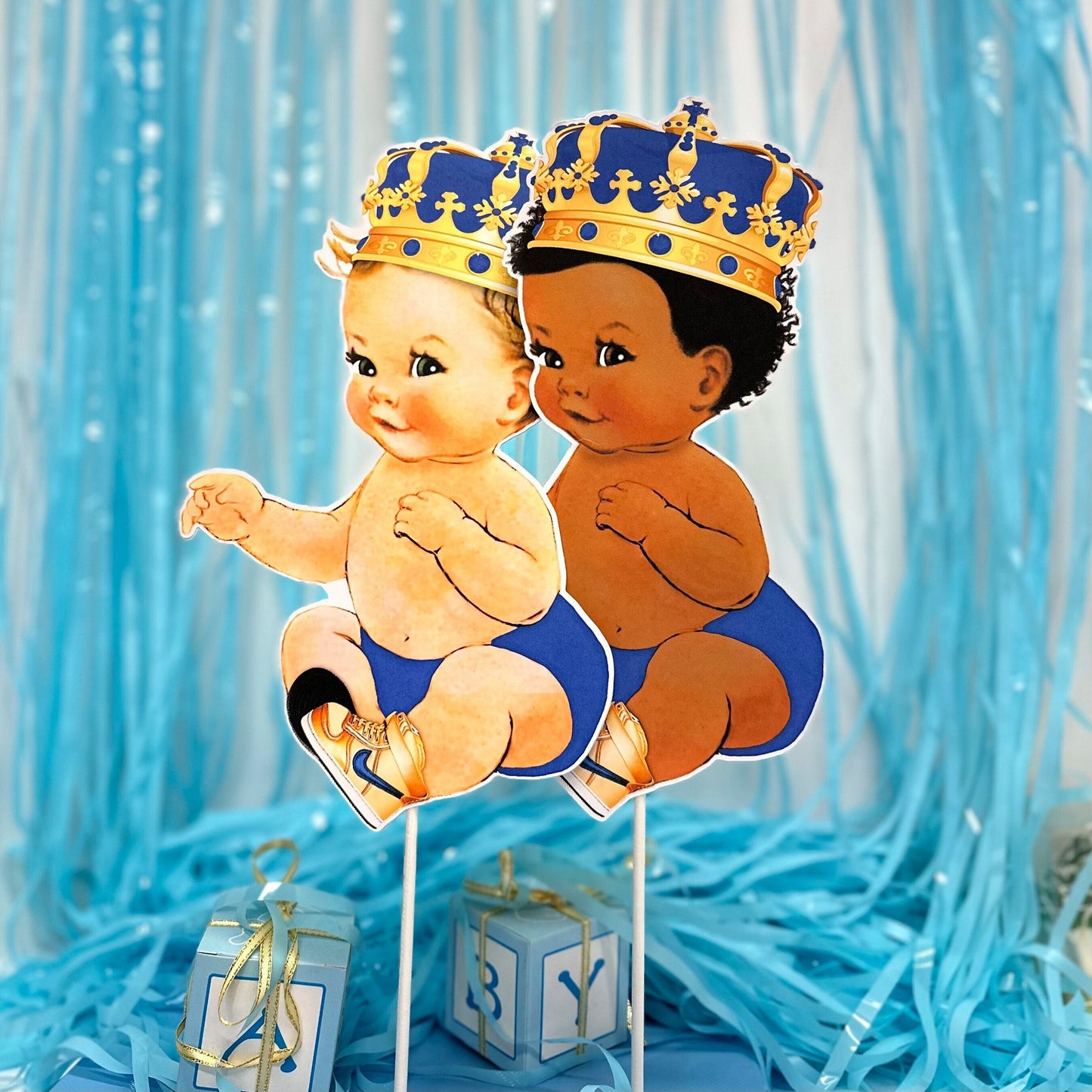 Baby boy prince centerpiece.