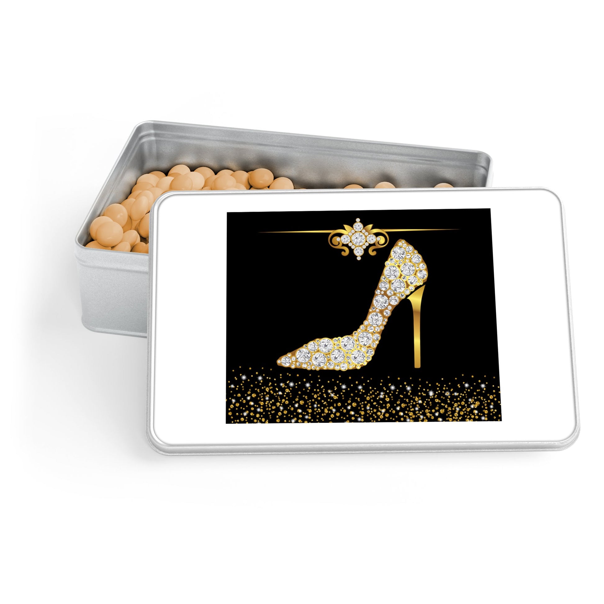 Lip Balm Labels - Diamond Gold Shoes - Wedding Favor Labels - High Heel Lip Balm Party Stickers - Faux Gold Black Background