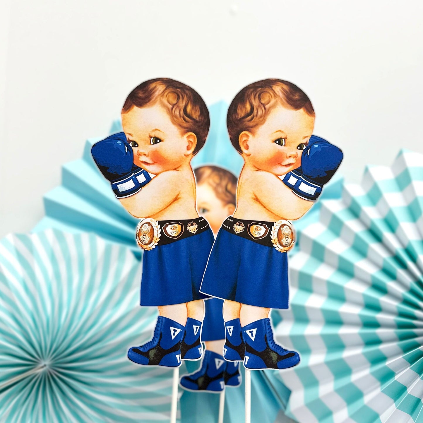 Boy Boxing Centerpiece Cutouts Sport Birthday Party Table Decoration Supply Red Blue Green Black