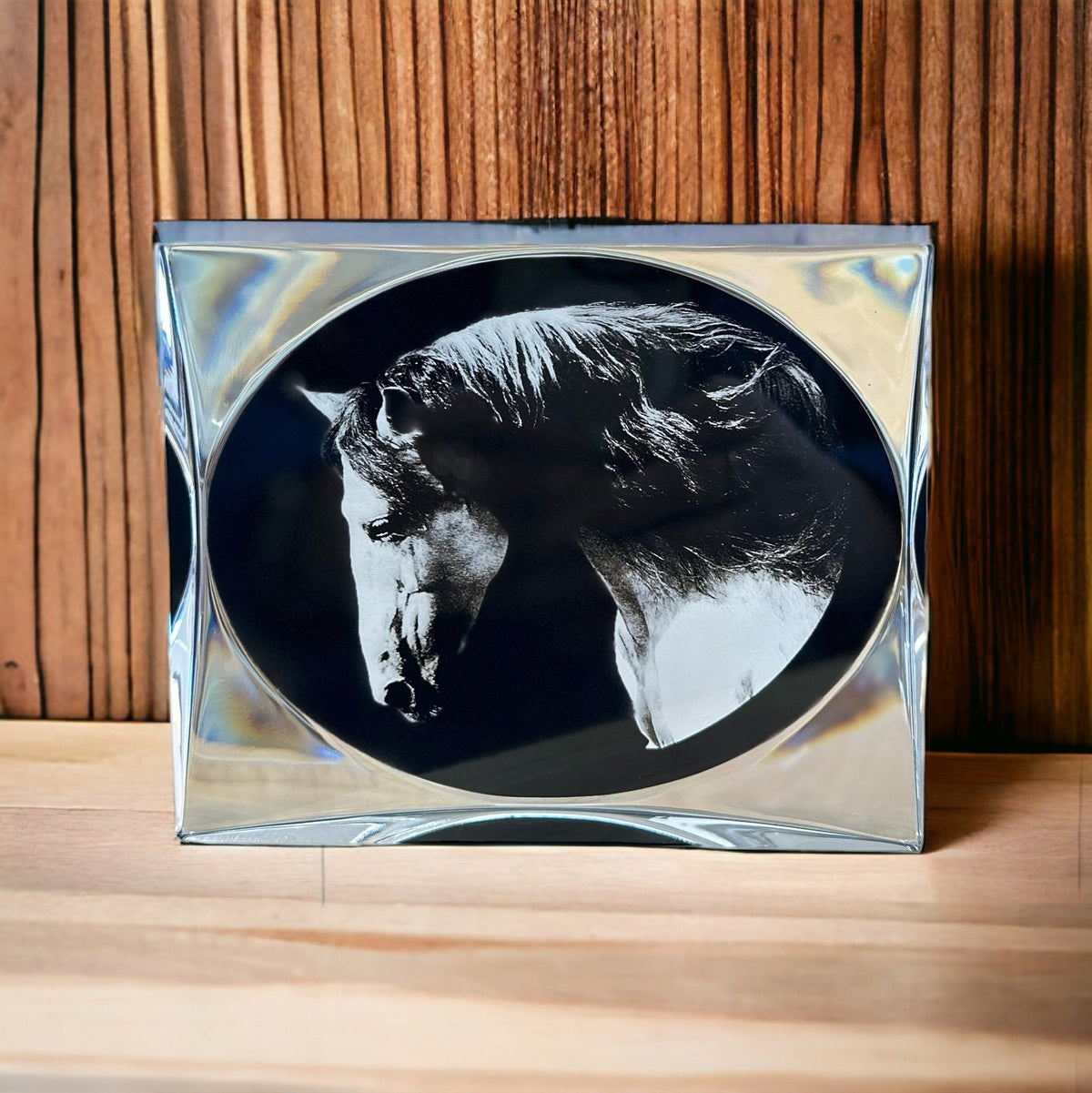 Laser Engraved Horse Portrait Plaque: Equestrian Home Decor (4x5in