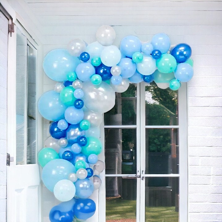 Blue Balloon Arch Baby Boy Shower Garland, First Birthday Balloons, 86 Winter Party Latex Balloons