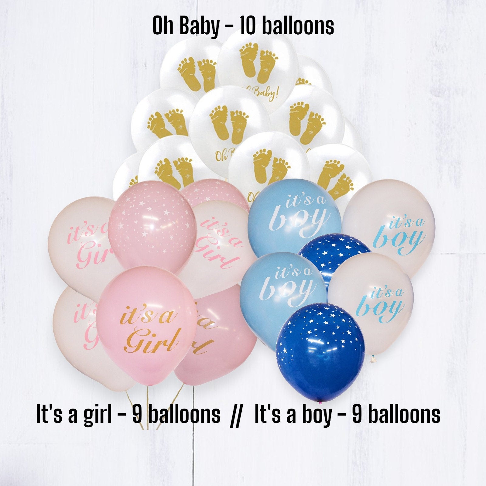 Oh Baby It's a Girl Boy Balloons Baby Shower Girl Boy Party Decoration Backdrop