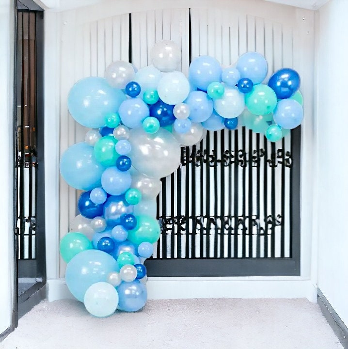 Blue Balloon Arch Baby Boy Shower Garland, First Birthday Balloons, 86 Winter Party Latex Balloons