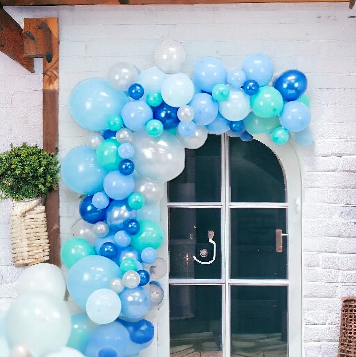 Blue Balloon Arch Baby Boy Shower Garland, First Birthday Balloons, 86 Winter Party Latex Balloons