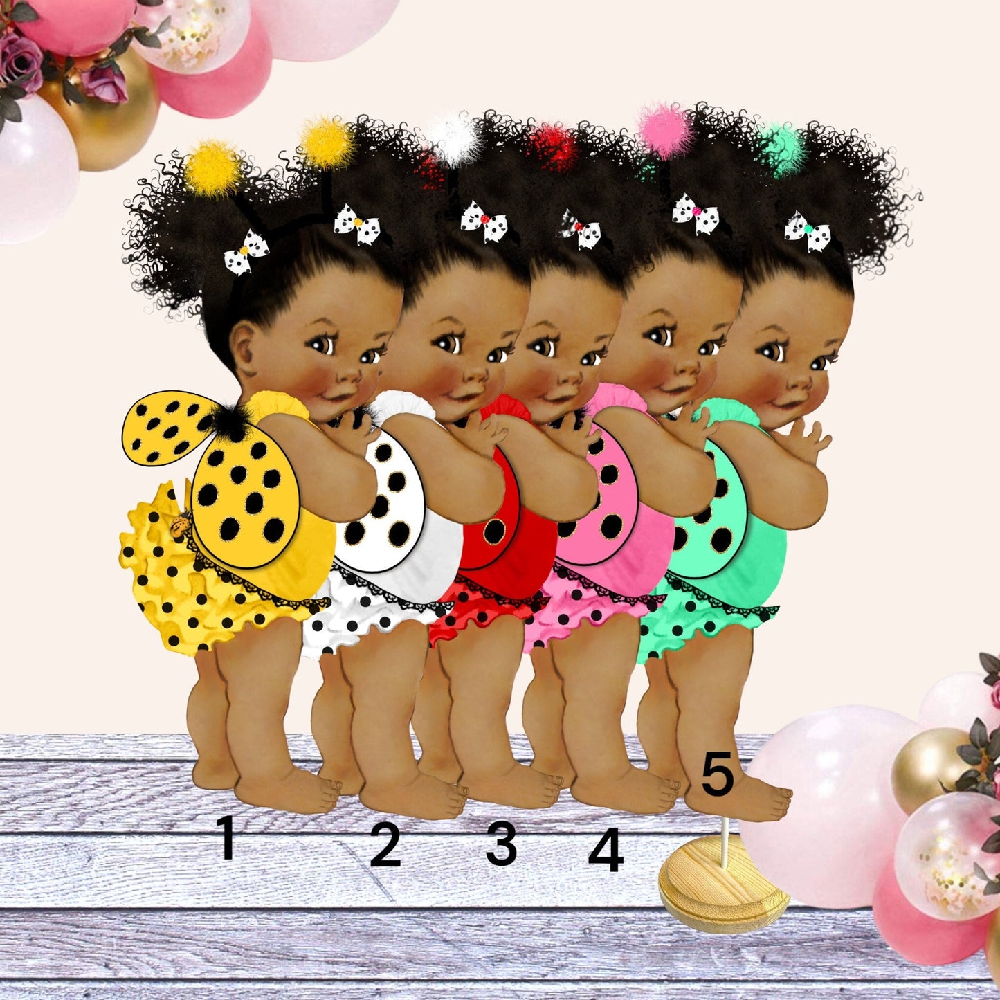 Ladybug Centerpiece Cutouts for baby shower or birthday decoration