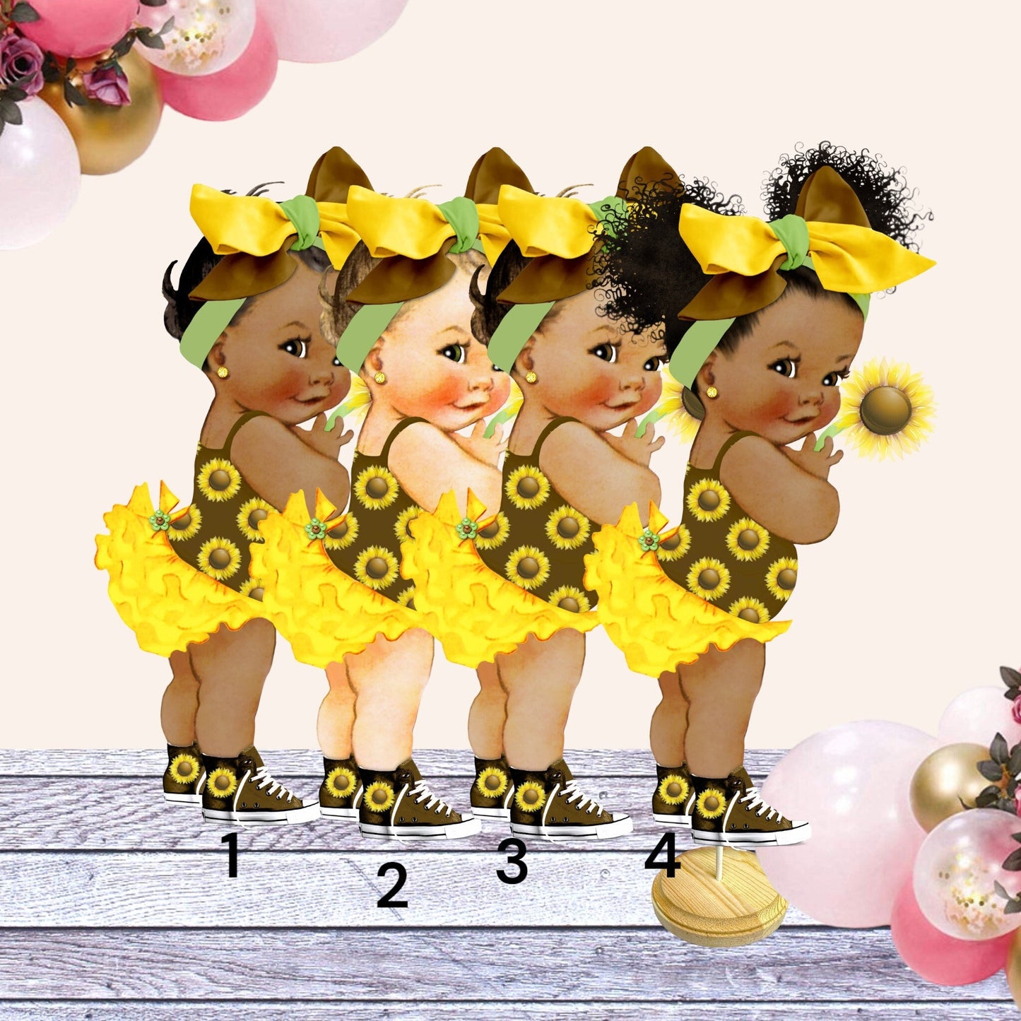 Sunflower girl centerpiece cutouts baby shower birthday decoration