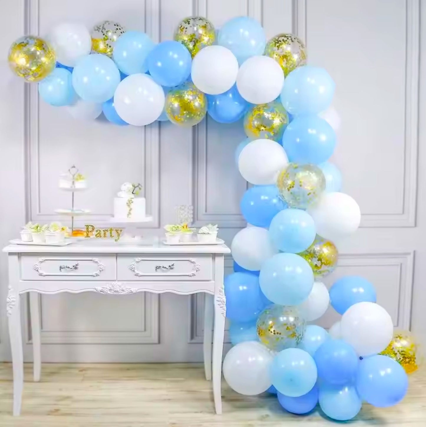 Baby Boy 1st birthday baby shower balloon garland arch
