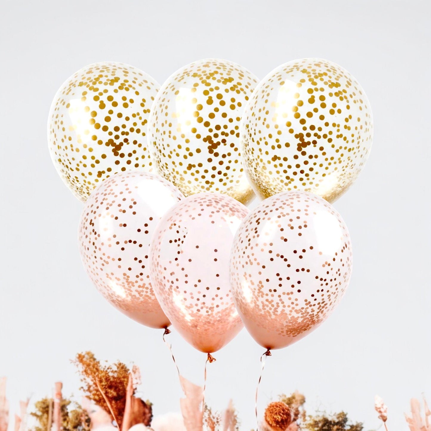 5 Rose Gold Foil Confetti Balloons 11" Birthday Bridal Baby Shower Birthday Party Supply