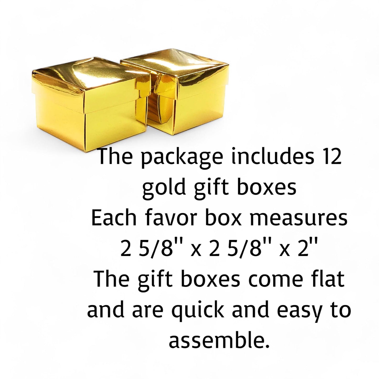 Set of 12 Gold Metallic Favor Boxes with Lid - Bridal Shower Wedding Baby Shower Birthday Gift Box