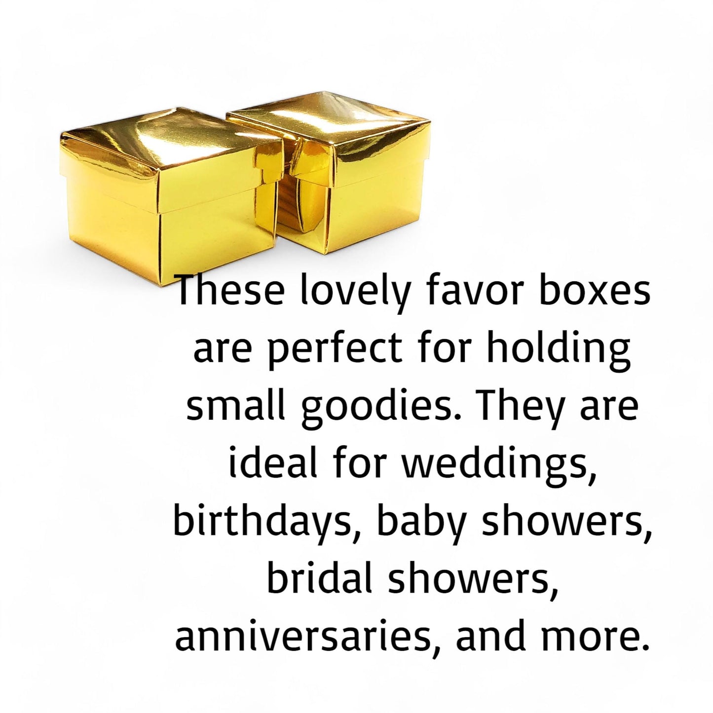 Set of 12 Gold Metallic Favor Boxes with Lid - Bridal Shower Wedding Baby Shower Birthday Gift Box