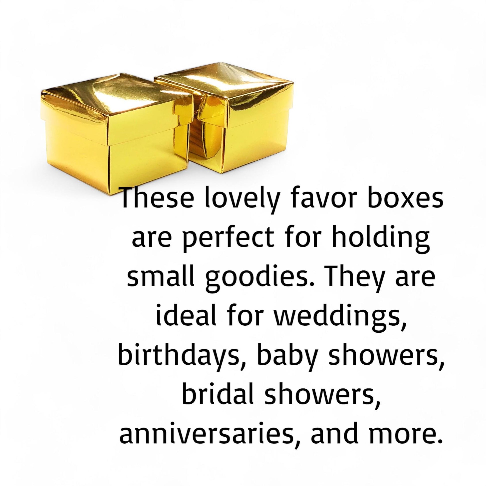 Set of 12 Gold Metallic Favor Boxes with Lid - Bridal Shower Wedding Baby Shower Birthday Gift Box