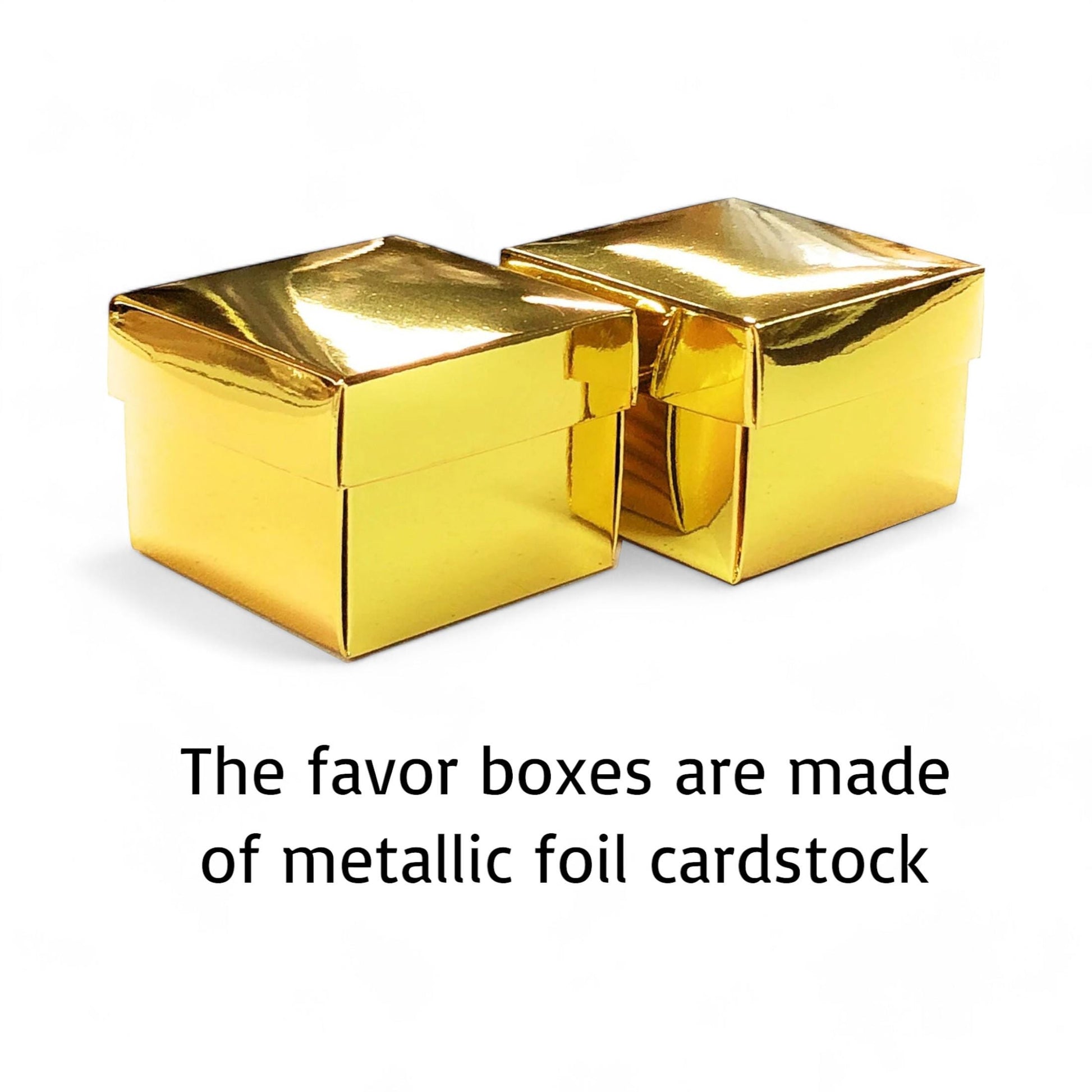 Set of 12 Gold Metallic Favor Boxes with Lid - Bridal Shower Wedding Baby Shower Birthday Gift Box