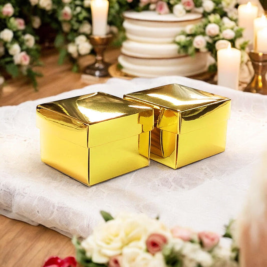 Metallic gold party favor boxes for wedding bridal shower baby shower birthday, candy gift boxes
