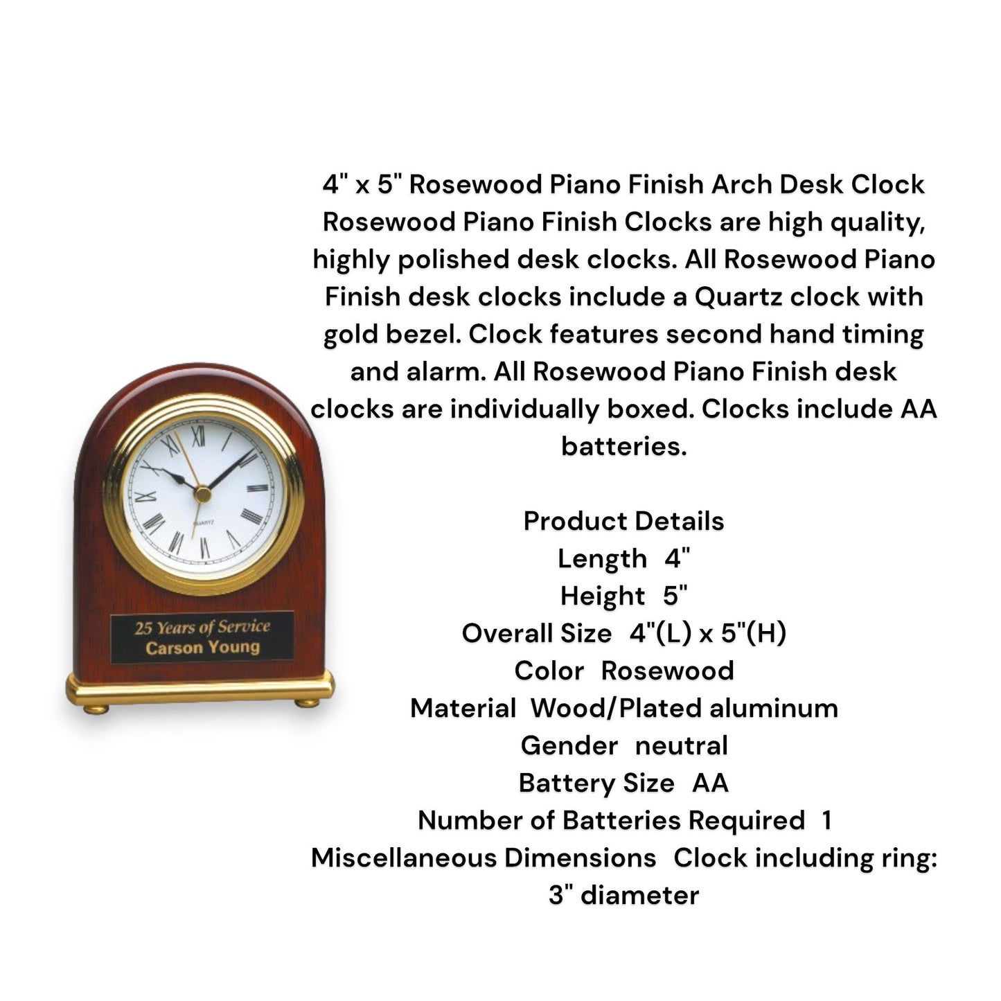 Personalized Engraved Desk Clock - Custom Wood Anniversary Gift - Small Retro Clock for Living Room - Unique Office Promotion Gift