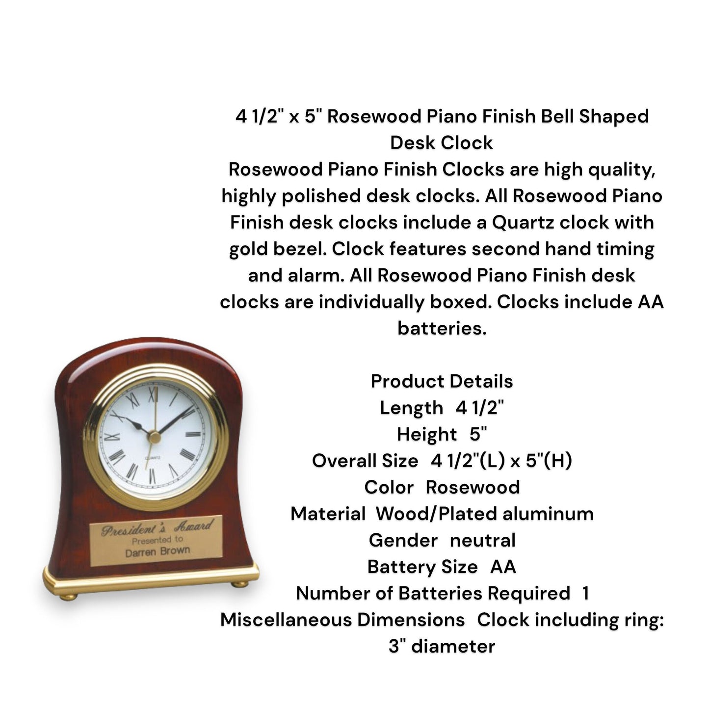 Personalized Engraved Desk Clock - Custom Wood Anniversary Gift - Small Retro Clock for Living Room - Unique Office Promotion Gift