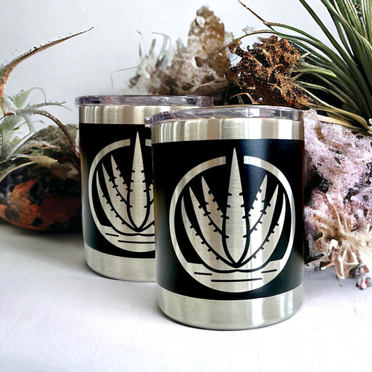 Collection of southwest agave tumblers in various vibrant colors, showcasing the laser-engraved botanical design.