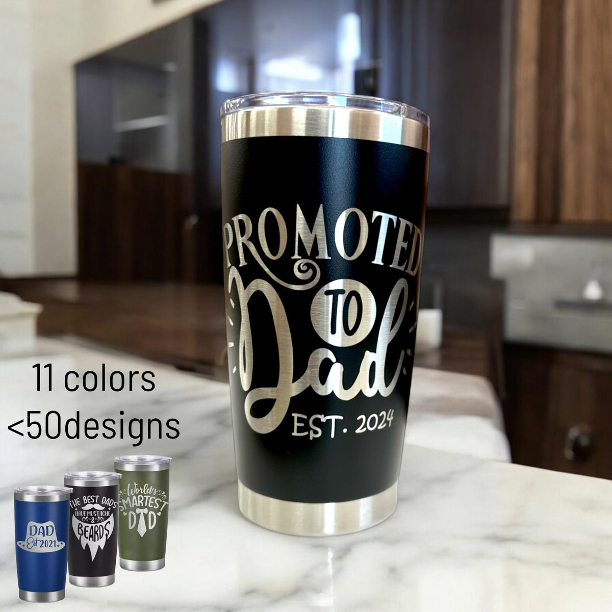 Personalized Dad Tumbler Laser Engraved Gift with Lid