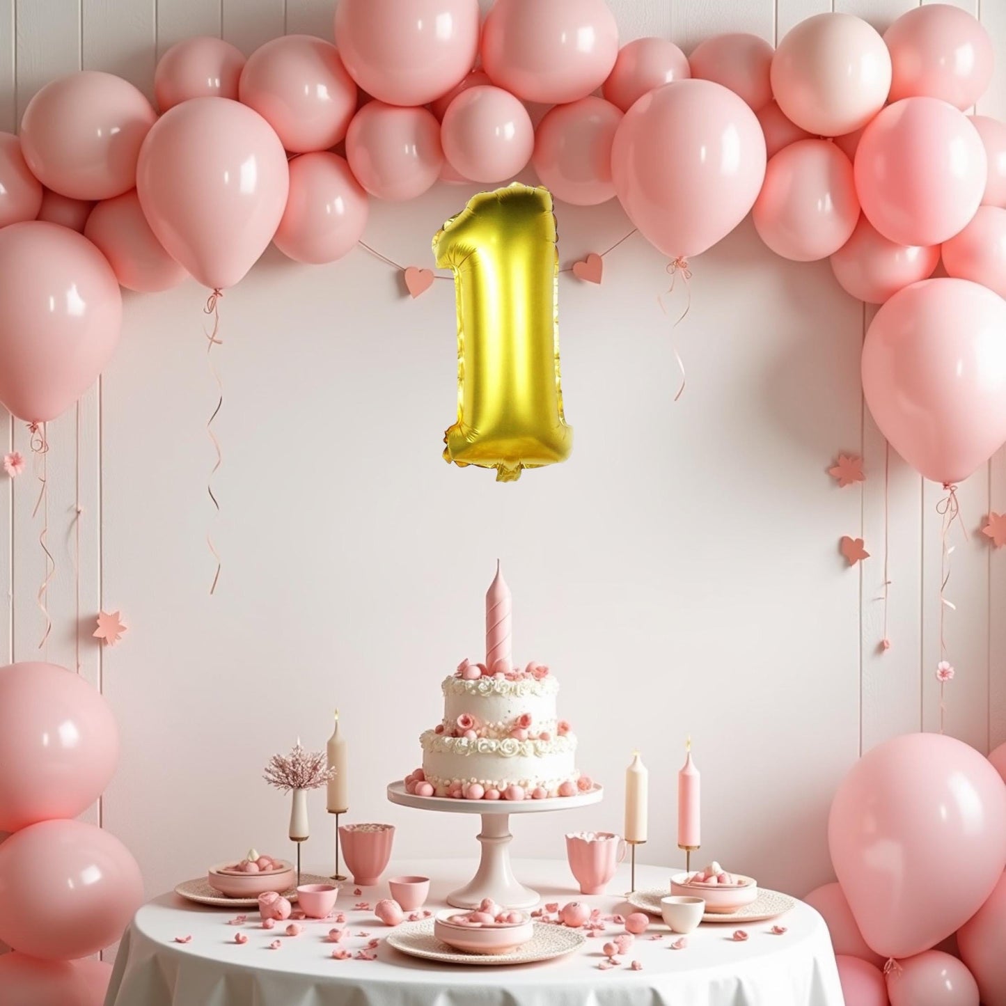 Giant Gold Number One First Birthday Balloons 32 inches