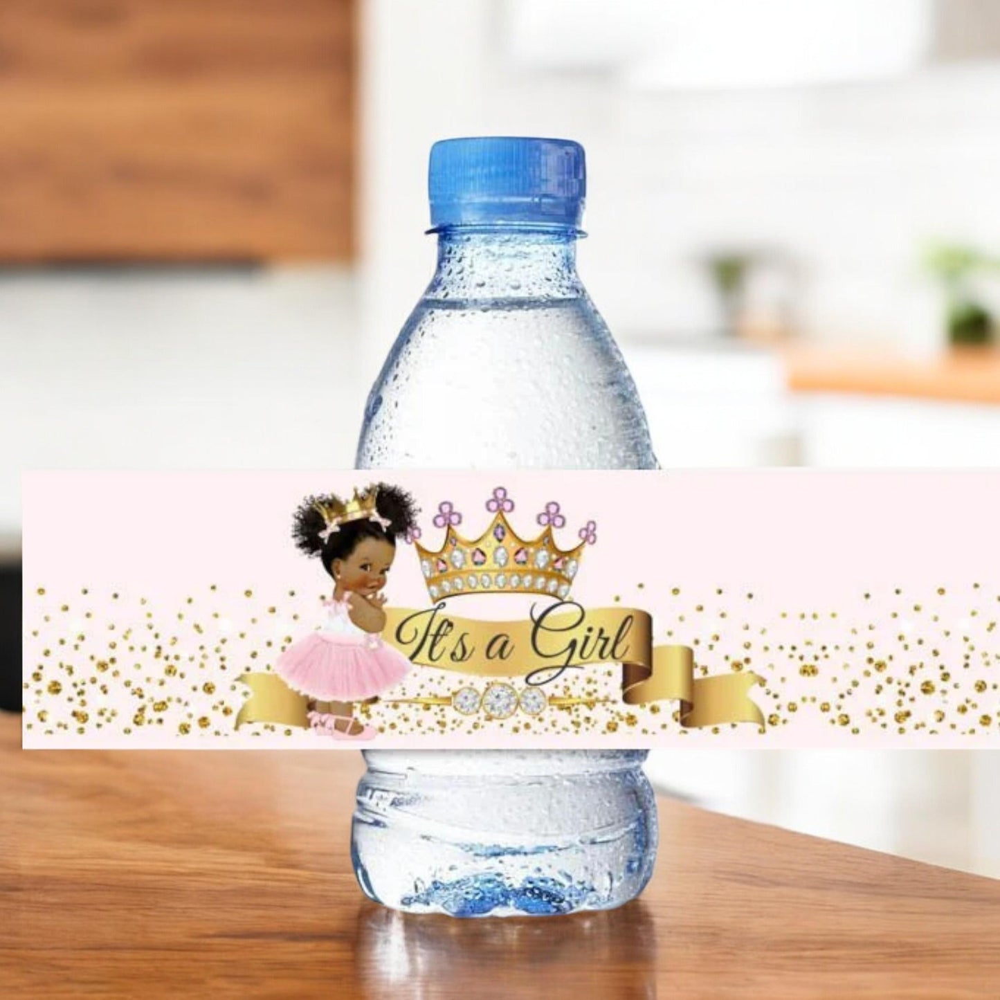 25 African American Water Bottle Labels, Little Princess Water Labels, Birthday Baby Shower Bottle Stickers