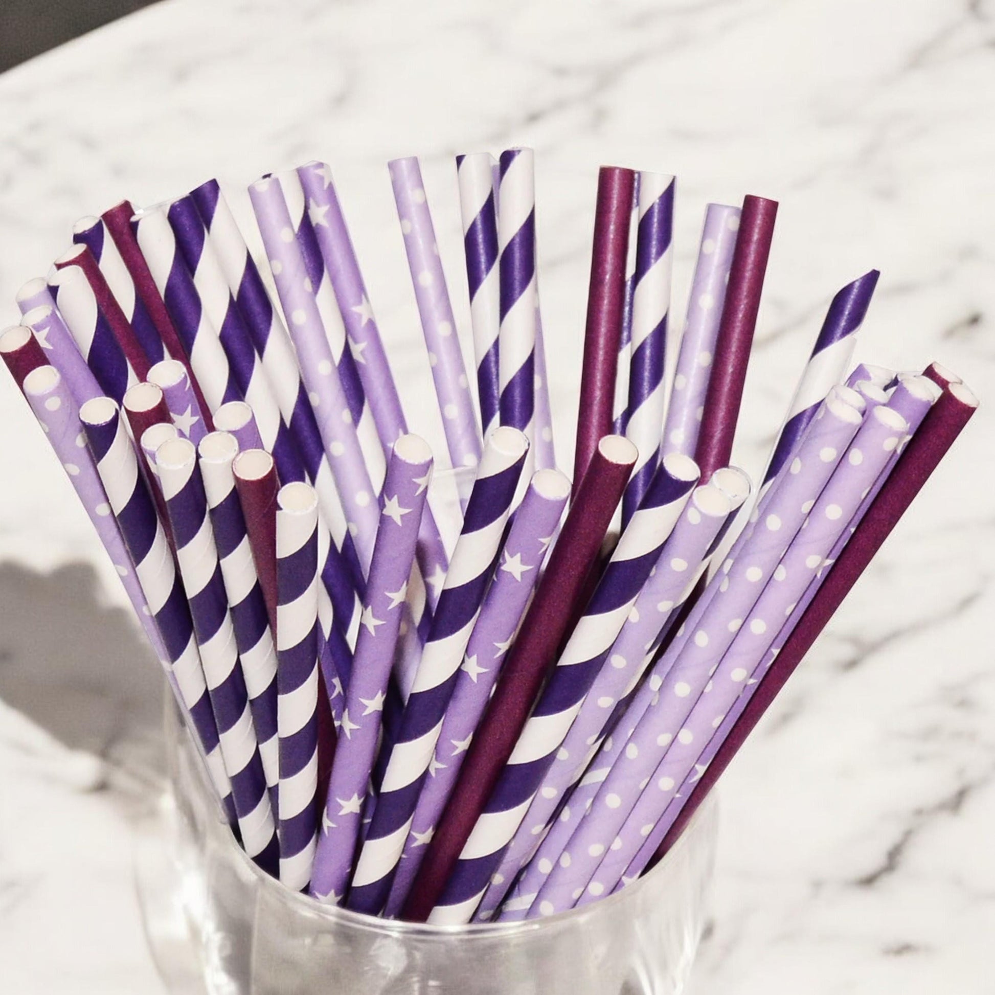 Purple Straws Paper Bachelorette Wedding Birthday Drinking Straws Grape Lilac Party Decoration Decor