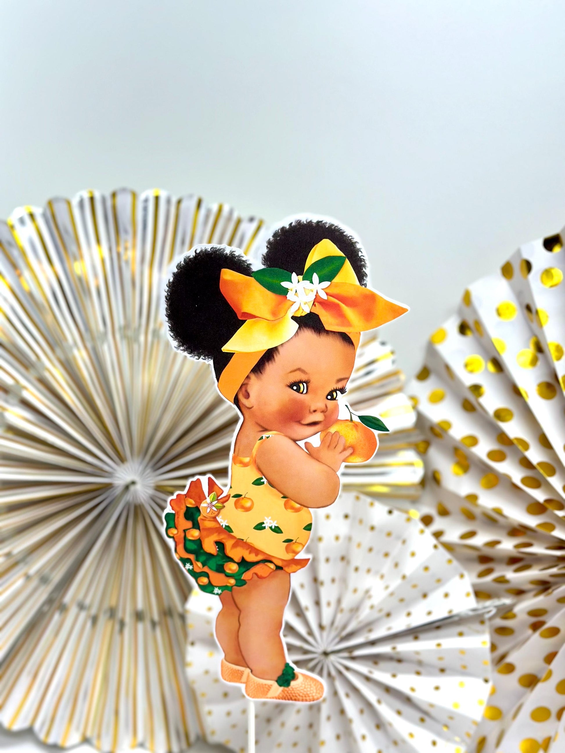 Orange Girl Centerpiece Cutouts Baby Shower Birthday Party Table Decoration