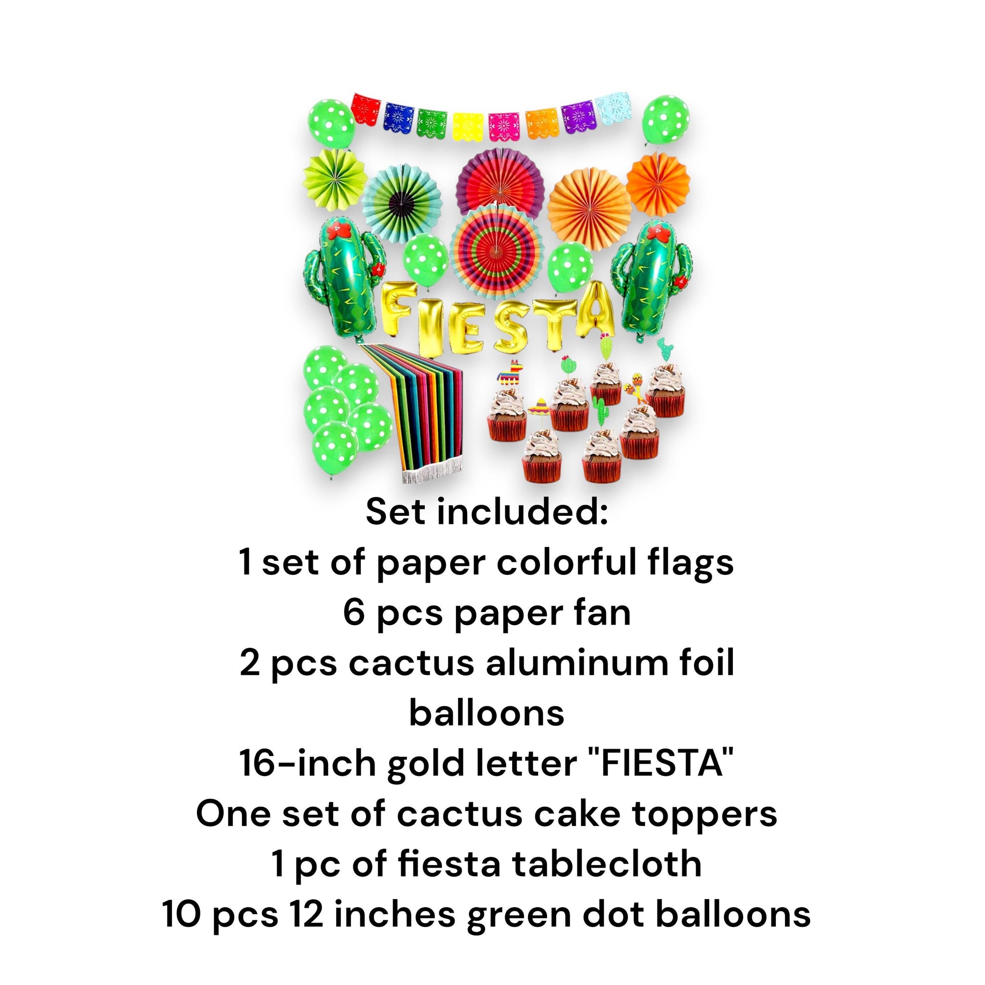Mexican Fiesta Balloons Party Birthday Kit Paper Fan Tassel Garland