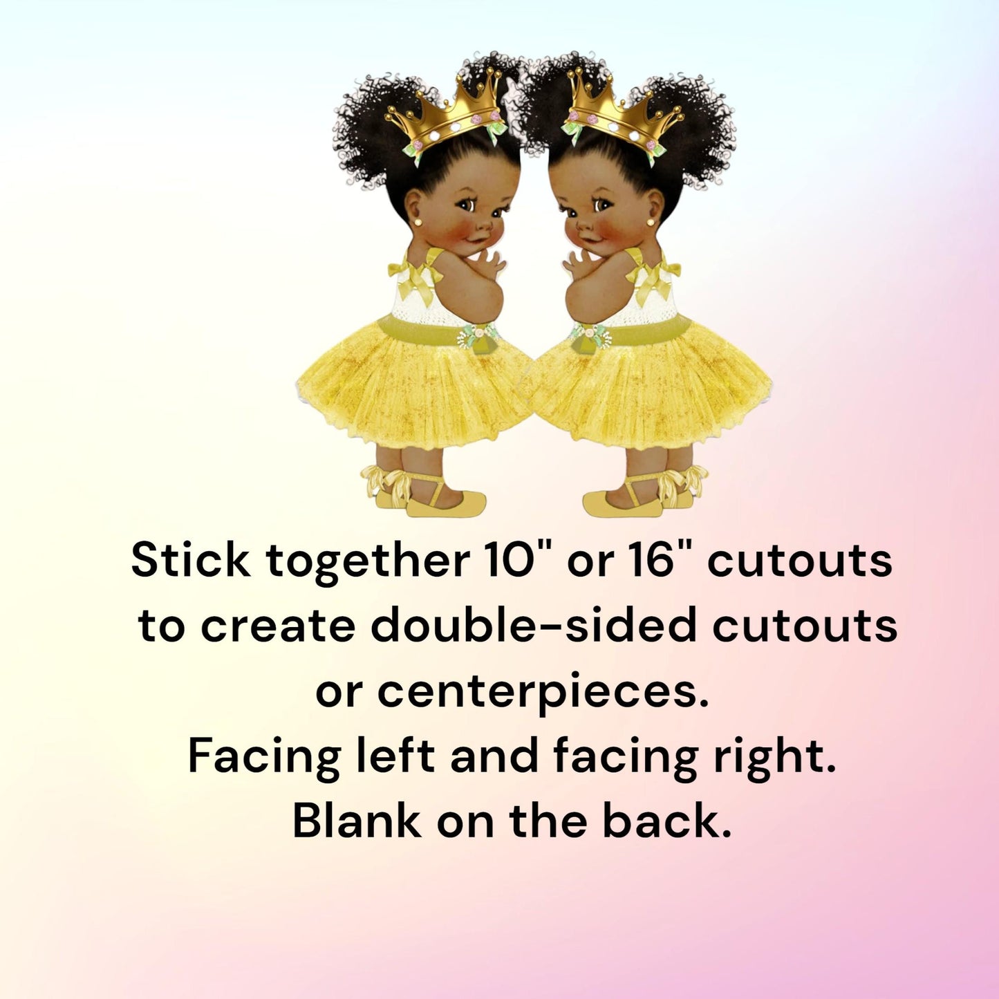 Gold Tutu Princess Toppers Centerpieces Cutouts African American Baby Shower Birthday Table Decor