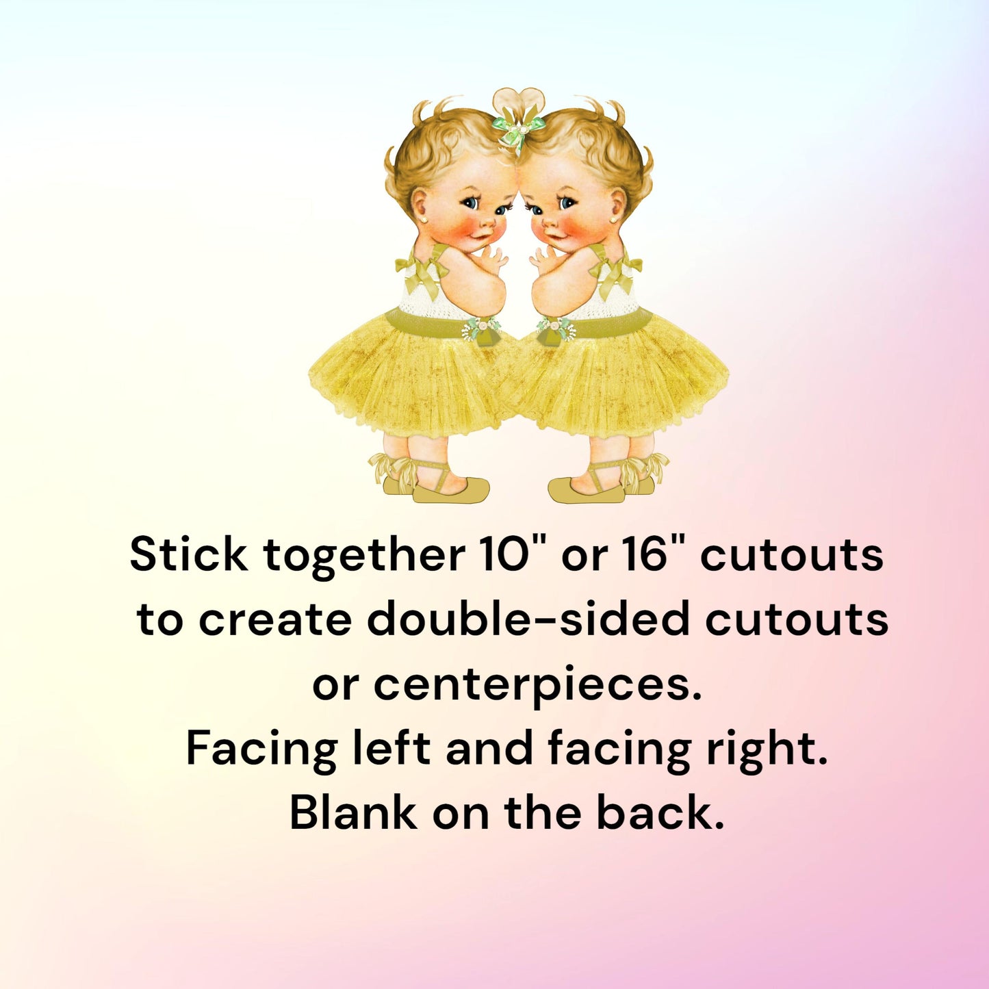 Gold Tutu Vintage Girl Topper Cutouts, Baby Shower 1st Birthday Cake Diaper Centerpiece Table Party Decoration