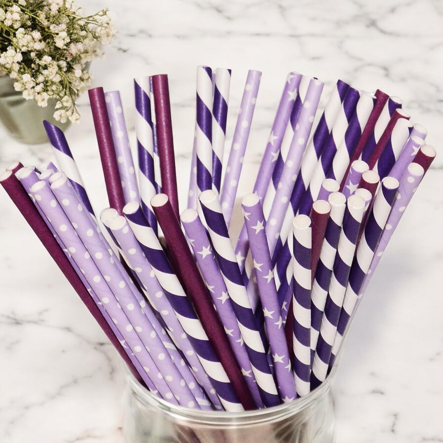 Purple Straws Paper Bachelorette Wedding Birthday Drinking Straws Grape Lilac Party Decoration Decor