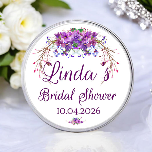 Purple Lilac Wedding Stickers Floral Bridal Shower Circle Labels for Party Favor