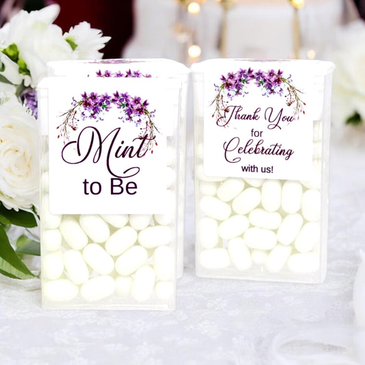 Tic Tac Labels Wedding Mint to Be Floral Purple Wedding Bridal Shower Party Favor Stickers
