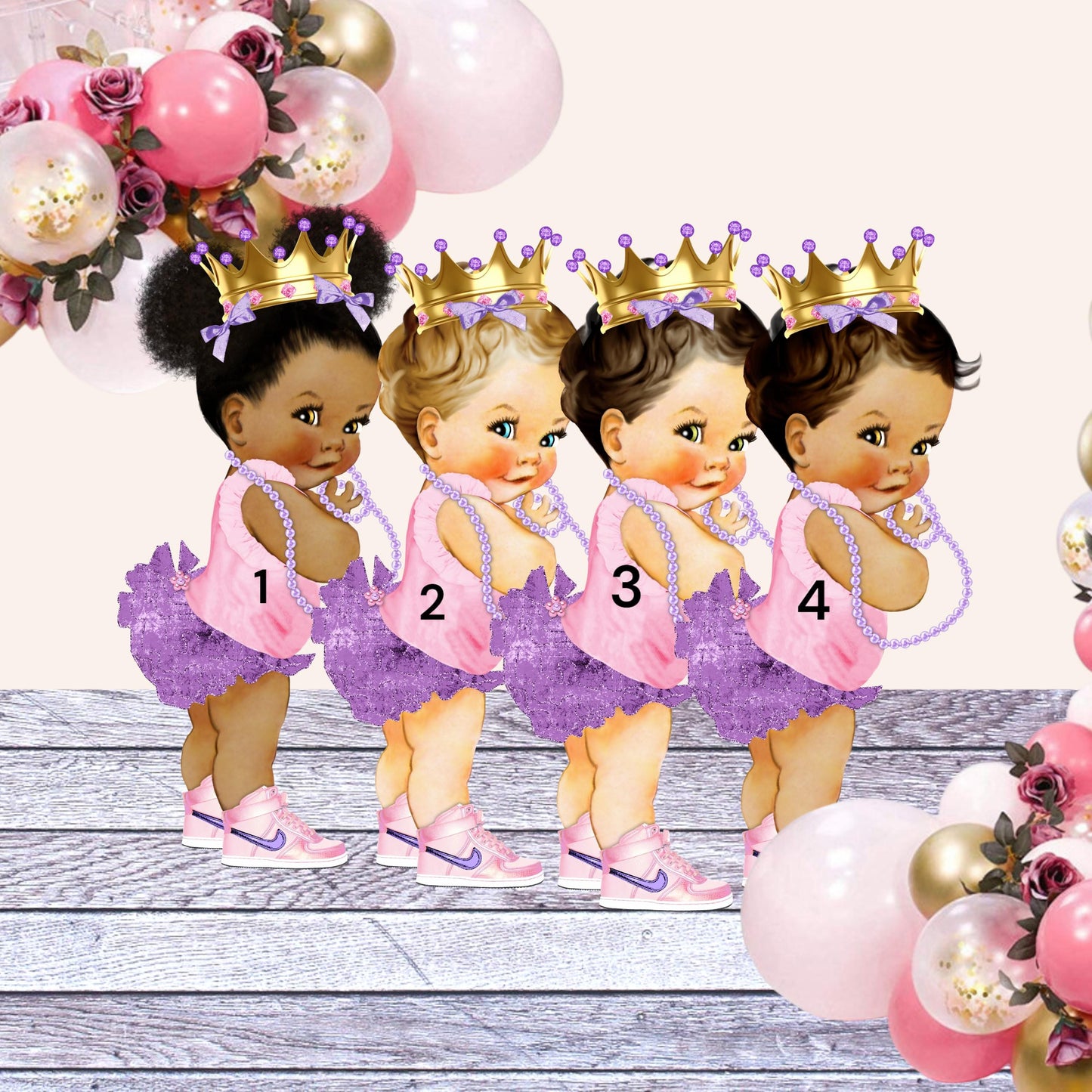 Baby Shower Ladybug Centerpiece Cutouts, Ruffle Pants 1st Birthday Cake Topper, Vintage Baby Girl