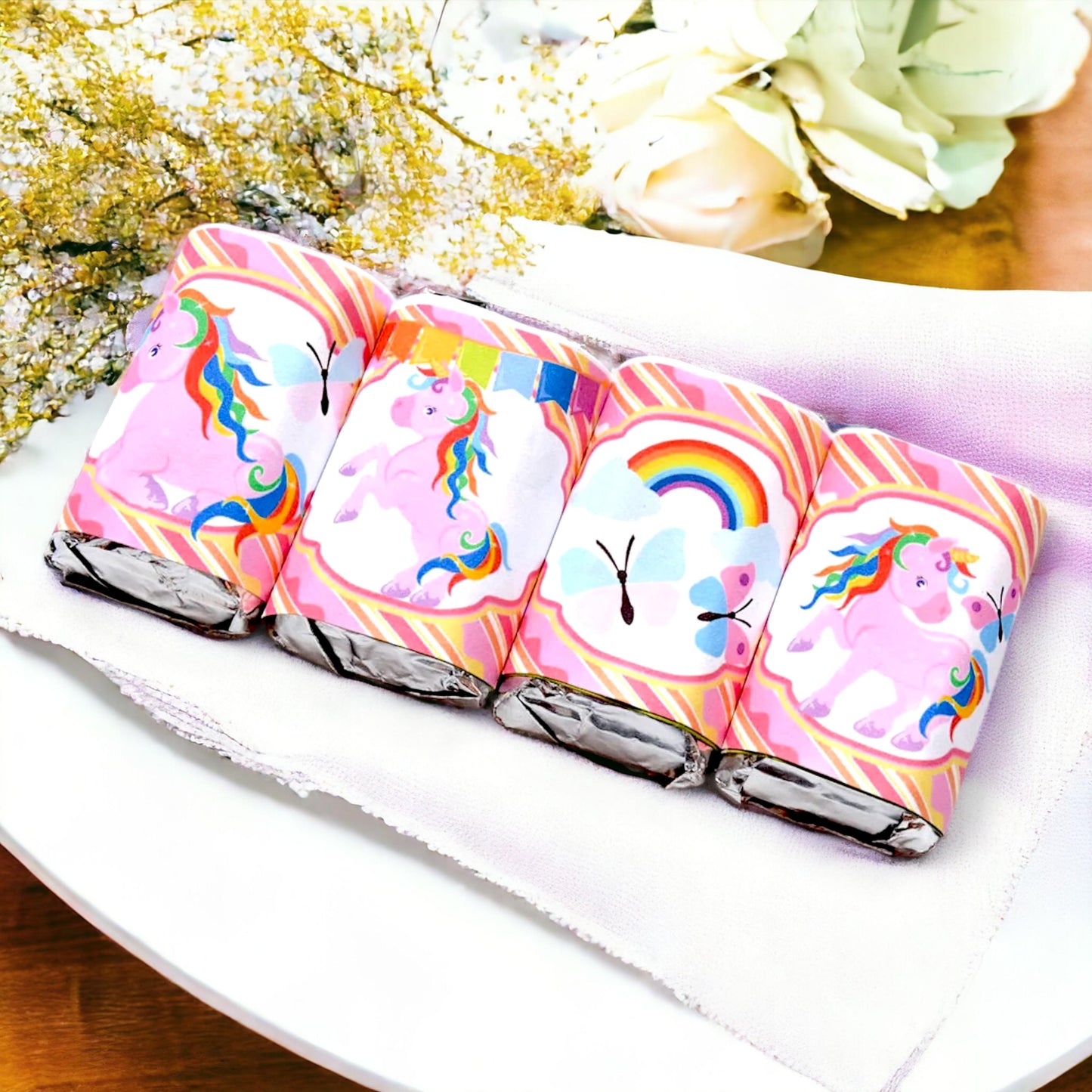 Pink Unicorn Candy Labels, Baby Shower Party Favors Girl Unicorn Birthday, Stickers Candy Wrappers Miniatures