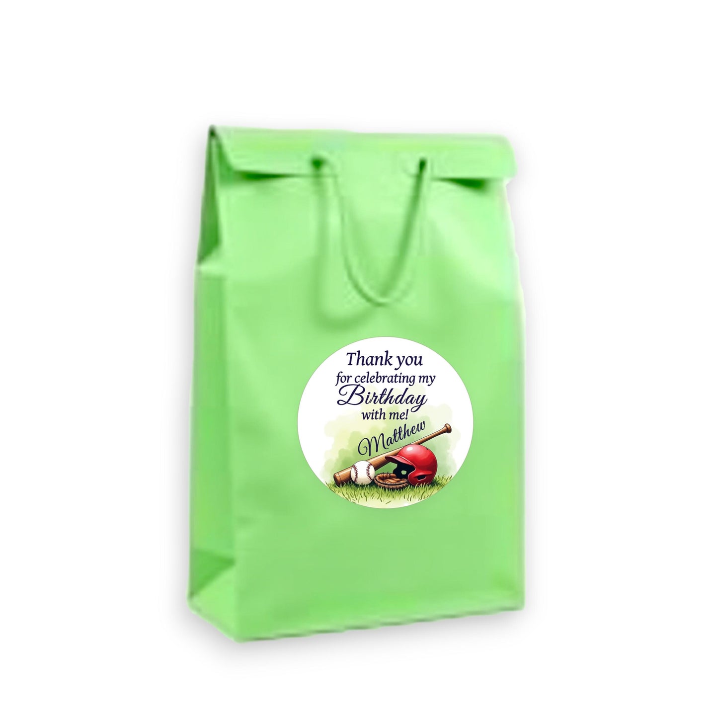 Personalized Baseball Round Favor Labels, Birthday Custom Name Party Favor Decorations, Thank You Favor Labels