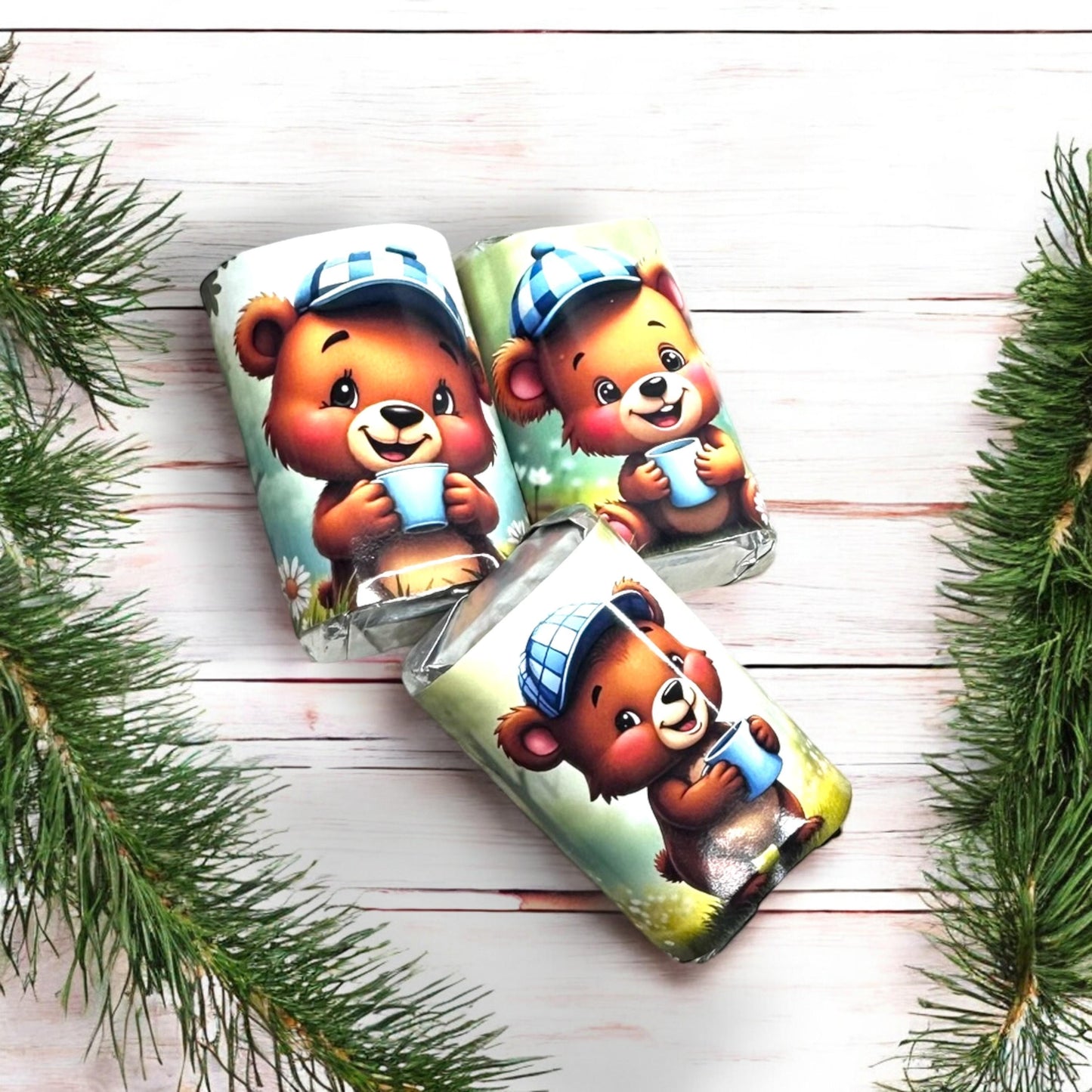 Baby Shower Bear Candy Bar Wrappers, 1st Forest Woodland Birthday,