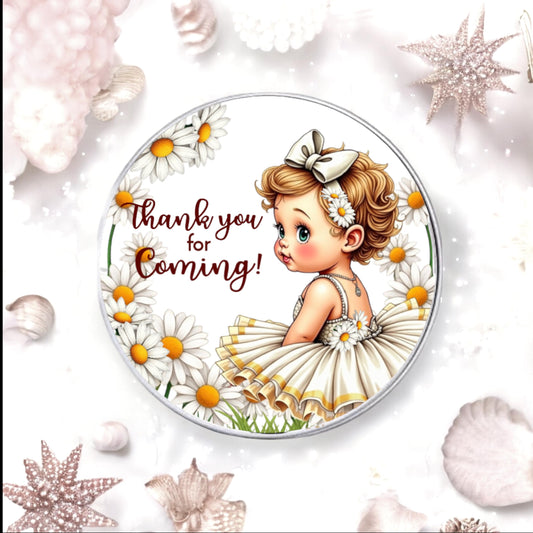 Blonde Little Ballerina Baby Shower Birthday Favor Labels, 2" Glossy Stickers, Thank you Favor Labels