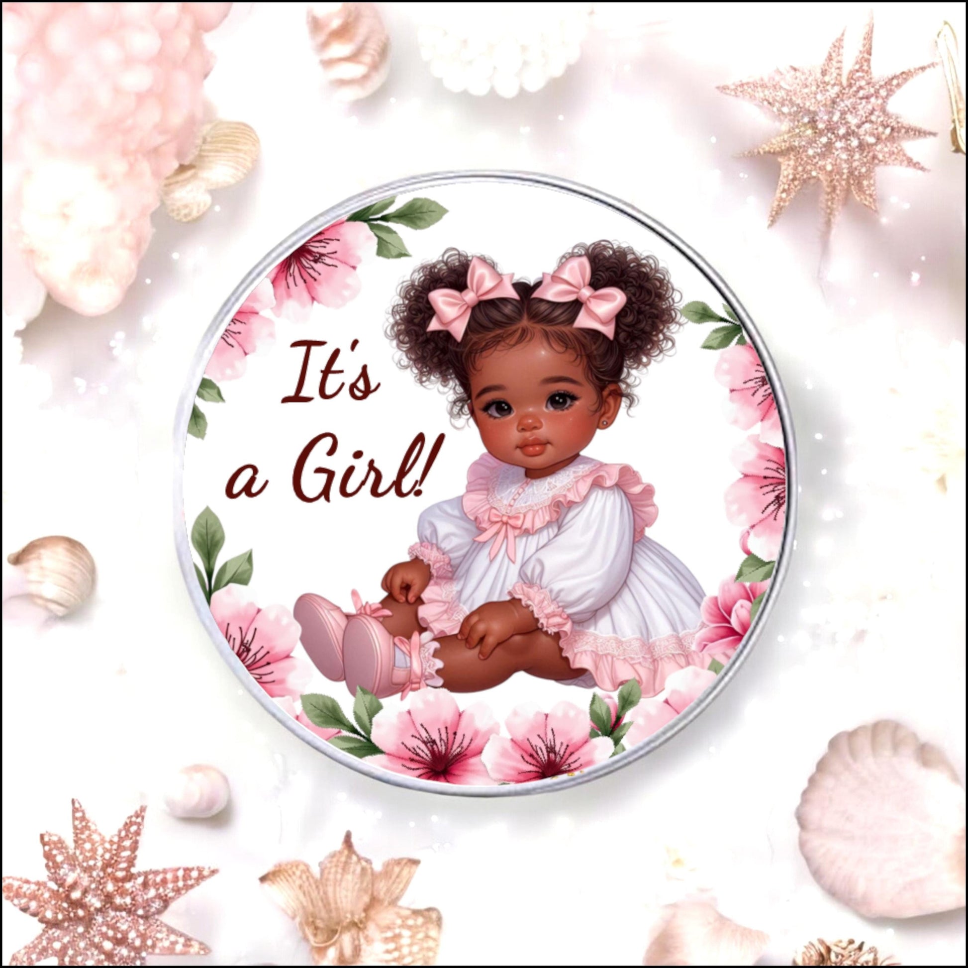 vintage Afro girl party favor labels