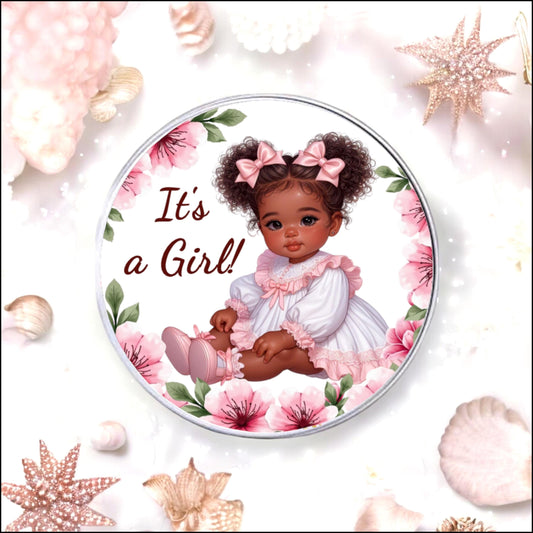 vintage Afro girl party favor labels