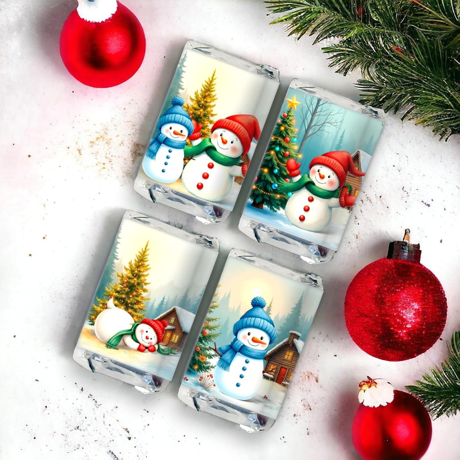 Christmas Snowman Candy Wrappers Stickers for Winter Birthday Baby Shower Gift Party Favors
