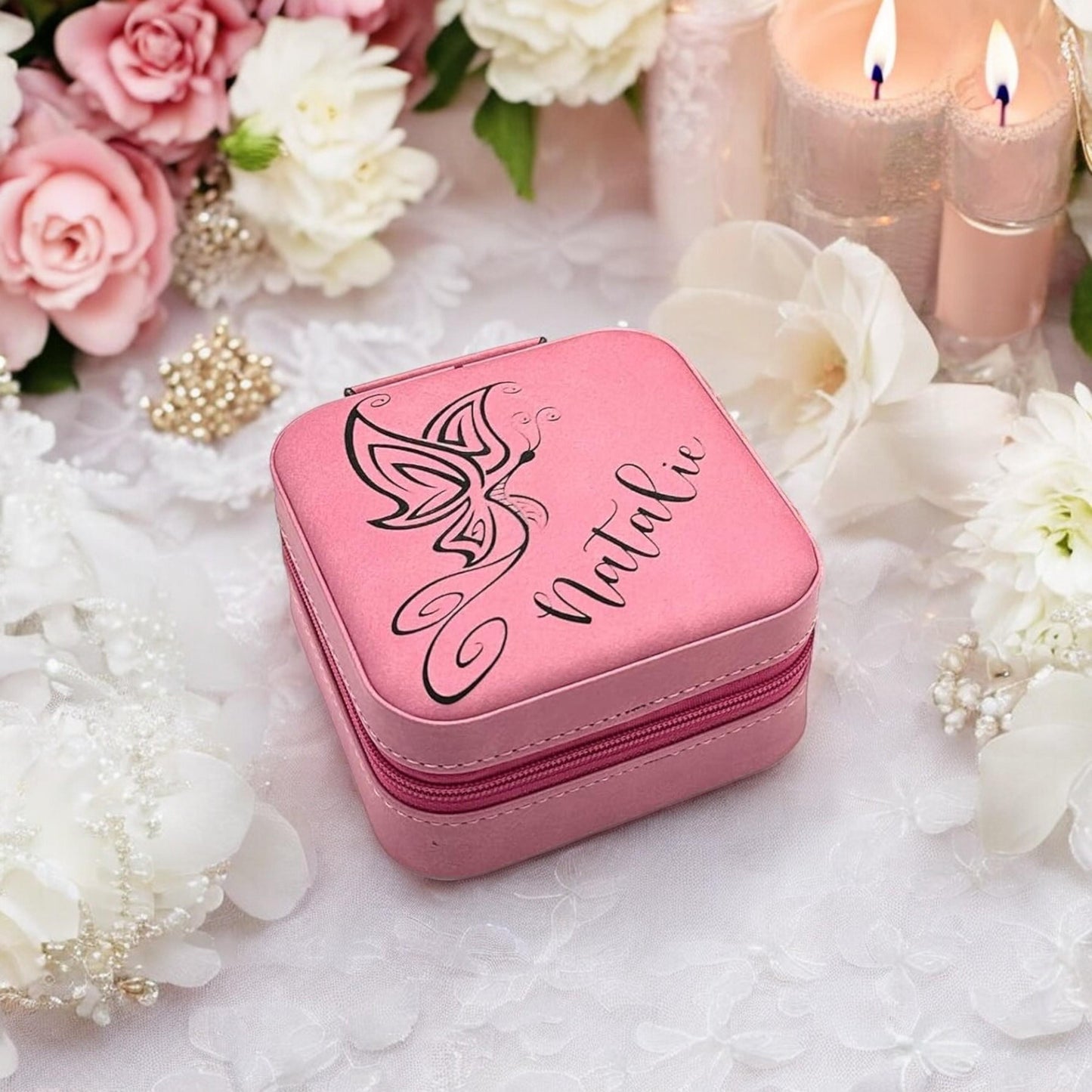 Personalized Travel Jewelry Box Bridesmaid Gifts Proposal Laser Engraved