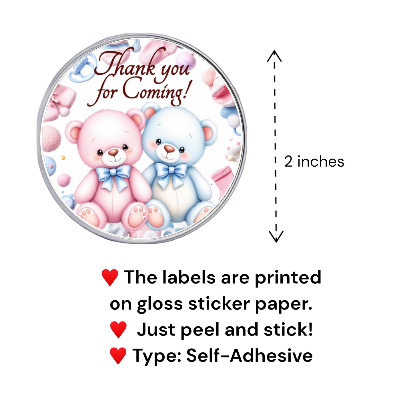 Personalized Twins Bear Pink Blue Baby Shower Labels, Party Favor Stickers, 1st Birthday Favor Box Stickers