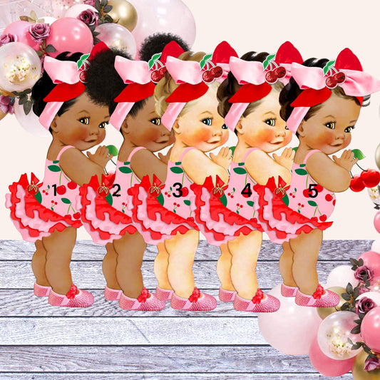 Cherry Blossom Baby Girl Centerpieces Pink & Red Party Decor