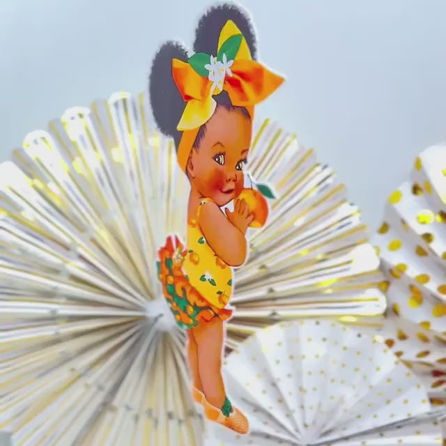 Orange Girl Centerpiece Cutouts Baby Shower Birthday Party Table Decoration