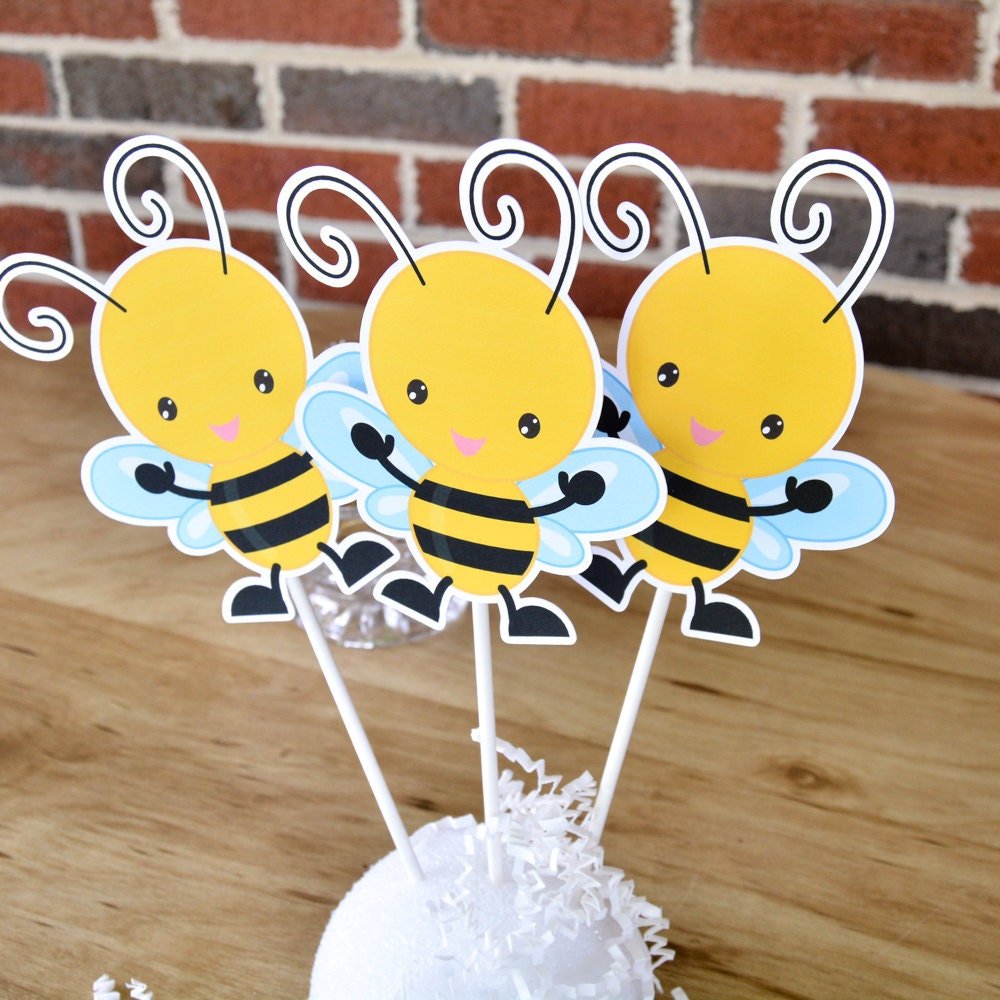 3 Bee Table Decorations, Bee Centerpieces, Bee Baby Shower Decorations, Bee Party Decor, Bee Birthday, Bee Garden, Bee Decorations for Party --