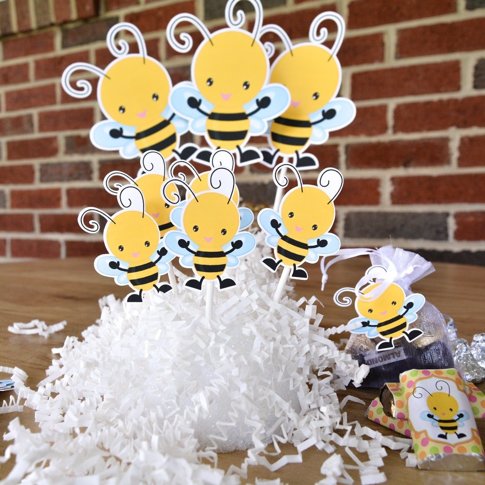 3 Bee Table Decorations, Bee Centerpieces, Bee Baby Shower Decorations, Bee Party Decor, Bee Birthday, Bee Garden, Bee Decorations for Party --