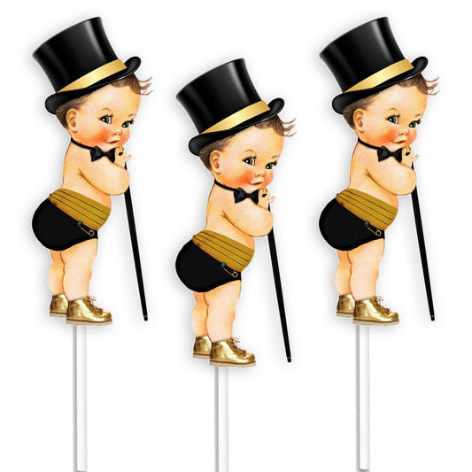 3 Little Prince with Hat Bow and Tie, Baby Shower Birthday Table Decor --