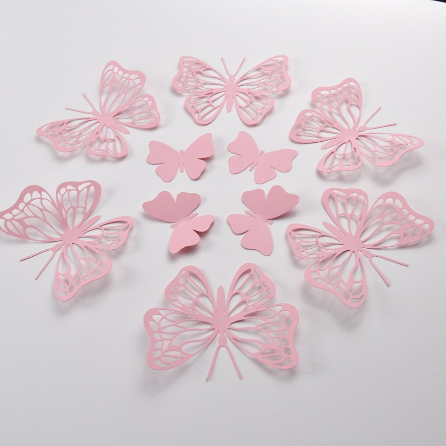 set of 20 butterfly wall stickers in pink and multi colors